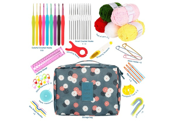 58-Piece Portable Crochet Kit