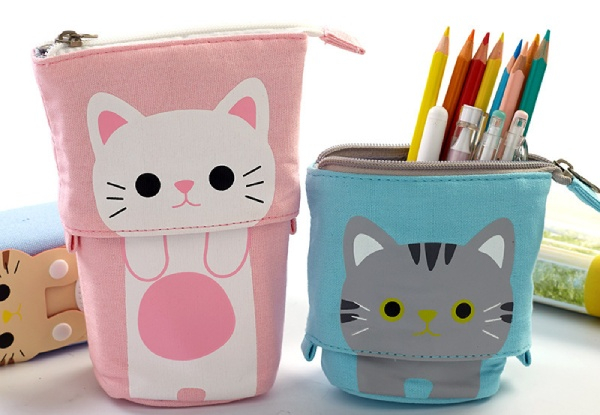 Retractable Cat Pencil Case - Four Colours Available