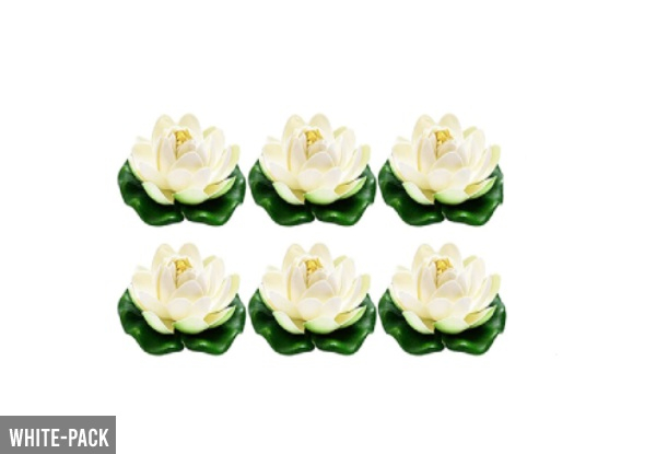 Six-Pack of Artificial Floating Lotus Flowers - Two Colours Available