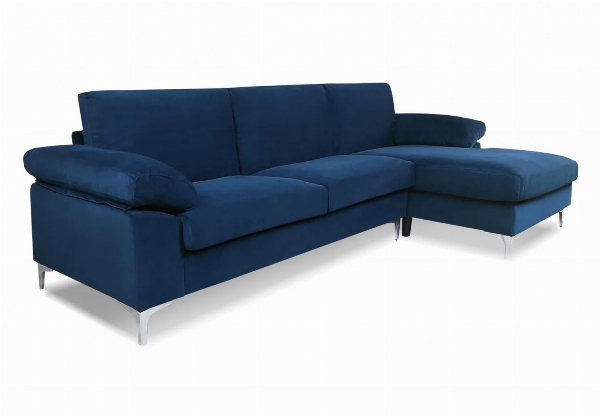 Kaveah Velvet Lounge Sectional Sofa - Available in Two Colours & Option with Left or Right Chaise