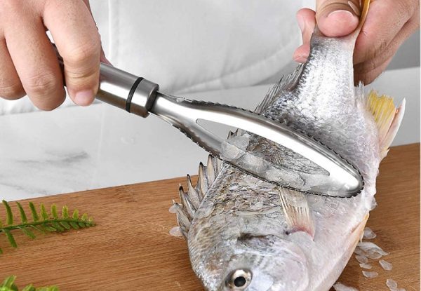 Stainless Steel Fish Scaler with Tweezers