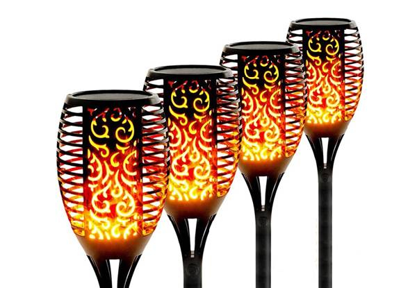 LED Solar Flame Torch Light - Three Options Available & Options for Four-Pack