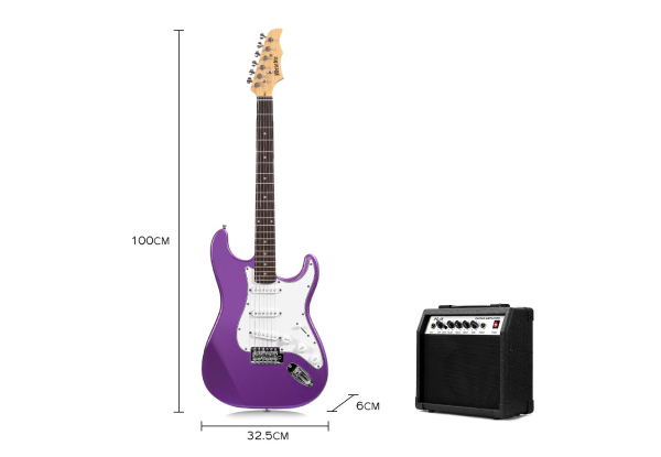 Melodic Metallic Purple Electric Guitar with 15W Amplifier