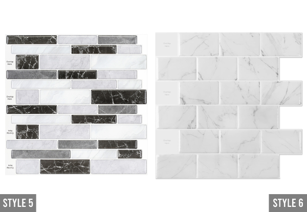 Five-Pack Self-Adhesive 3D Tiles - Seven Options Available