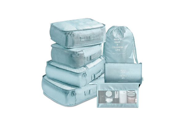 Seven-Piece Travel Packing Cube Luggage Organiser - Available in Six Colours