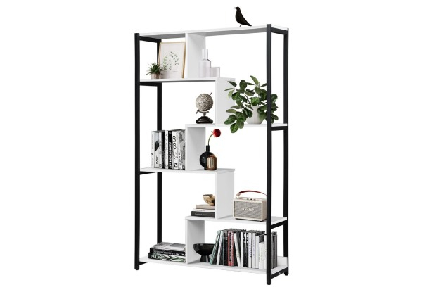 LUXSUITE Six-Tier Wooden Bookshelf