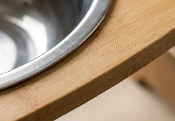 Adjustable Bamboo Raised Double Pet Bowl