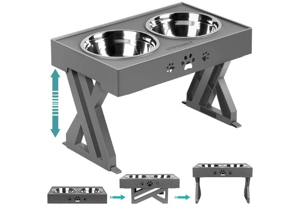 1.5L Elevated Dog Food Bowls with Two Stainless Steel Bowls