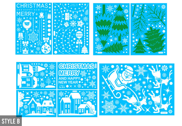 One-Pack of Removable Christmas Window Stickers - Four Styles Available & Option for Two-Pack