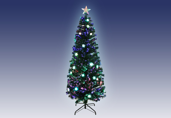 Optic Fibre Christmas Tree with Ball & Snow - Two Sizes Available