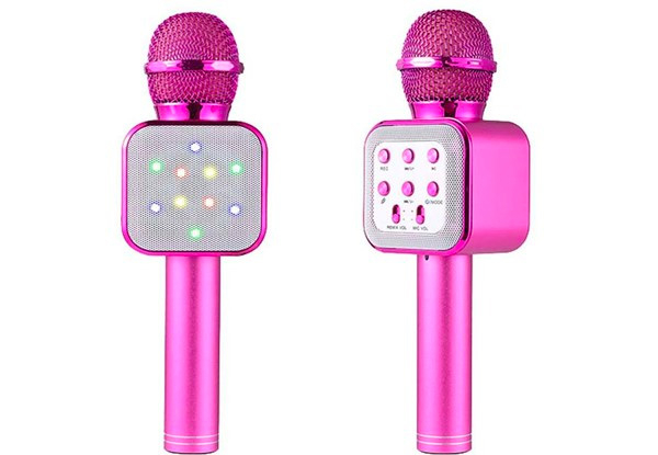 Five-in-One Handheld Karaoke Microphone with LED Lights - Five Colours Available