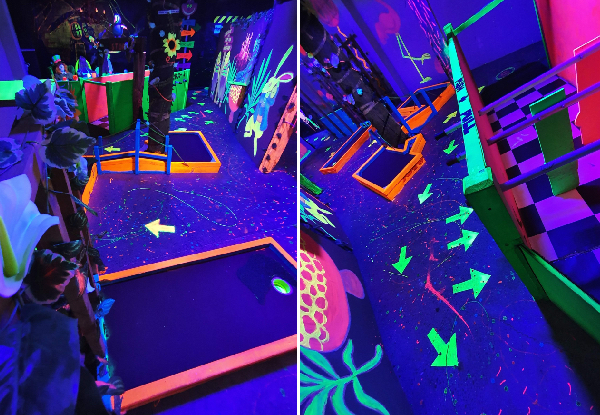 18-Hole Game of Glow-in-the-Dark Mini Golf for One - Options for up to Six People