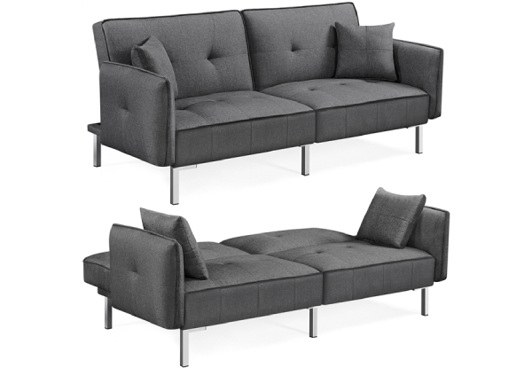 Velvet Dark Grey Convertible Sofa Bed