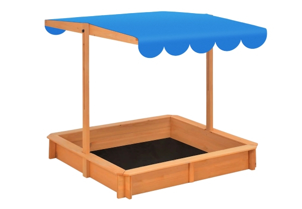 Kidbot Wooden Sandpit Box with Canopy