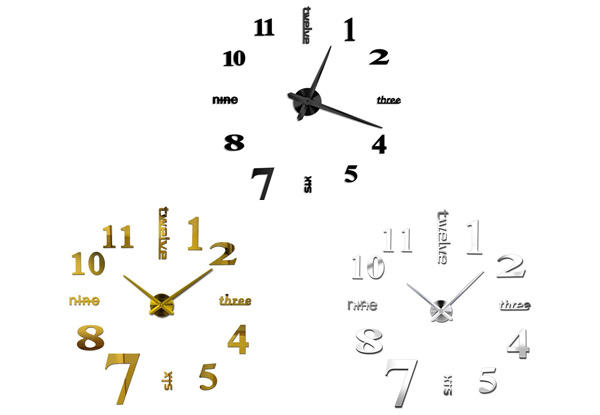 Large Modern Frameless Wall Clock - Three Colours Available