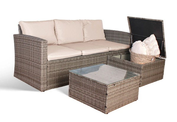 Three-Piece Reo Wicker Set with Storage