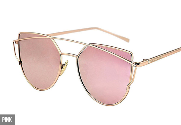 One Pair of Cat Eye Mirrored Sunglasses - Seven Colours Available