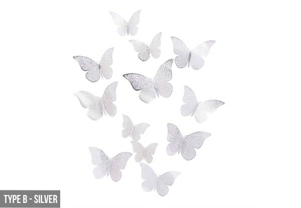 3D Hollow Butterfly Wall Stickers - Three Colours & Three Styles Available