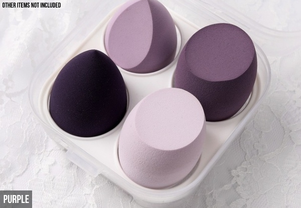 Four-Pack of Makeup Sponge Puffs with Box - Four Colours Available
