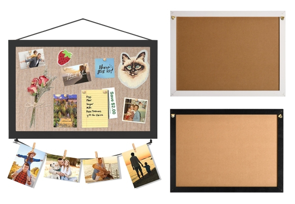 Wood Cork Board Bulletin Board - Two Colours Available