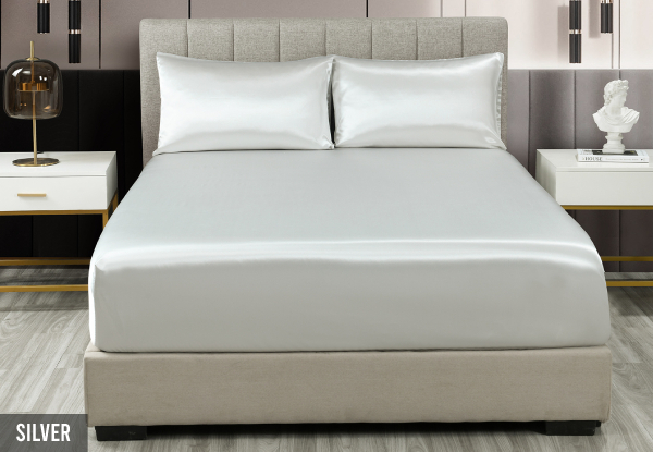 Three-Piece Royal Comfort Satin Sheet Set - Available in Six Colours & Two Sizes