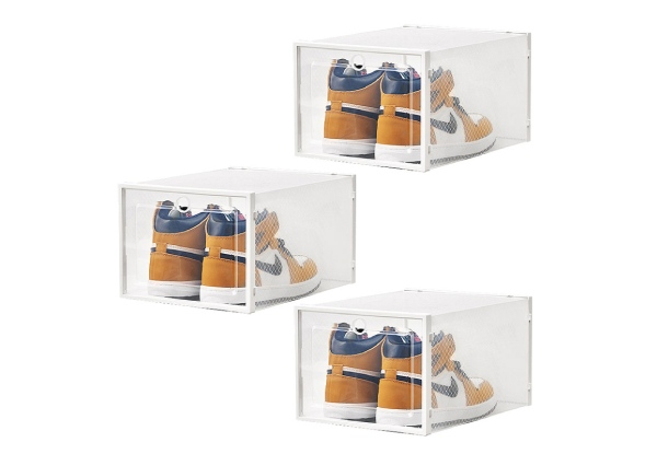 Three-Pack Stackable Shoe Storage Box - Two Colours Available