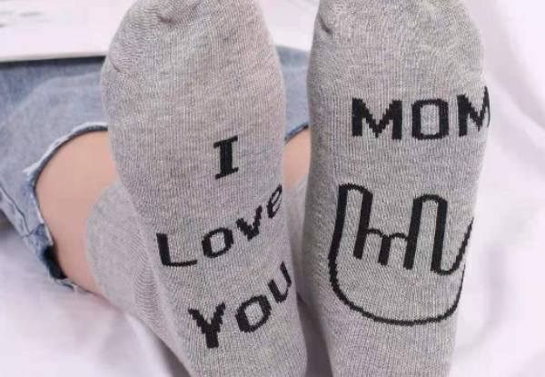 Two-Pack Mother's Day "I Love You Mom" Socks - Two Colours Available & Option for Four-Pack