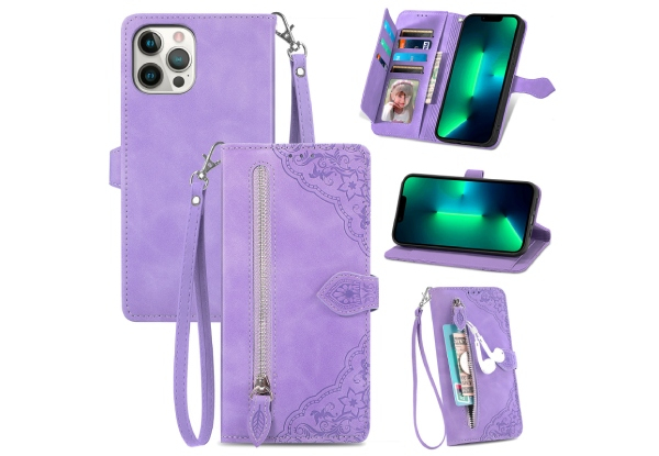 Leather Wallet Phone Case for iPhone - Five Colours & 14 Sizes Available