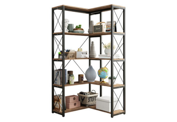 Four-Tier L-Shape Bookshelf Display