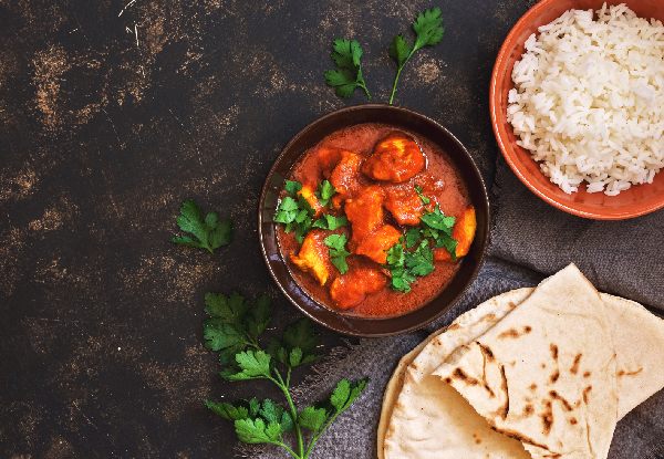 Contactless Takeaway Indian Lunch or Dinner for One incl. Any Curry, Rice, Naan, Pappadom & Gulab Jamun