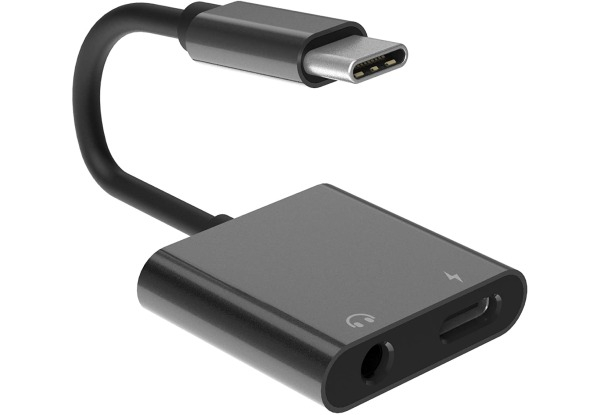 Two-in-One USB C to 3.5mm Headphone Jack Charging Adapter
