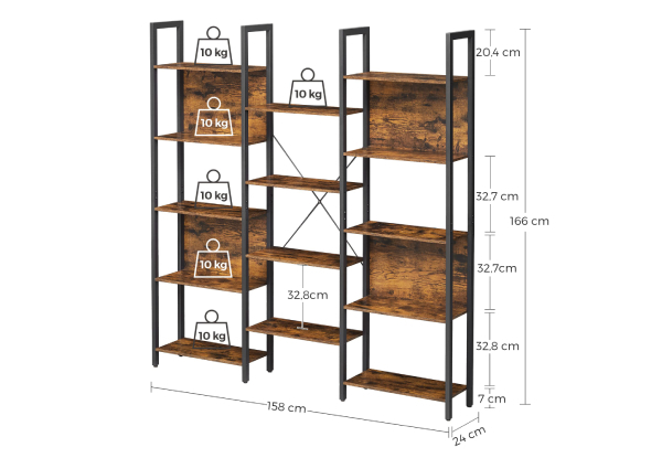 Vasagle Bookshelf Bookcase with 14 Storage Shelves