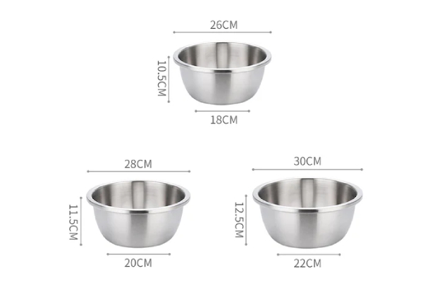 SOGA Three-Piece Stainless Steel Mixing Bowl Set