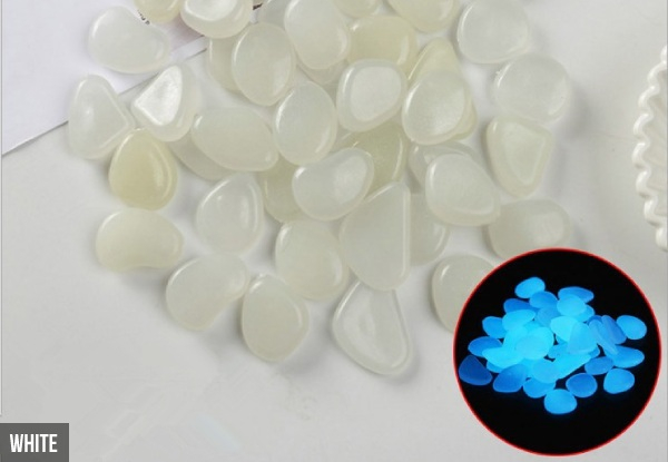 50-Pieces Outdoor Glow in the Dark Luminous Pebbles - Six Colours Available & Option for 100-Pieces