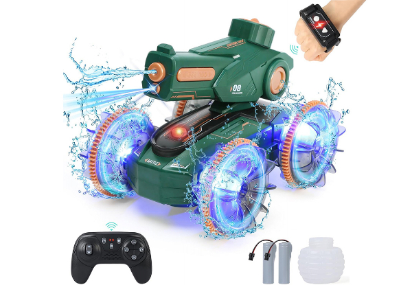 Amphibious RC Stunt Car Boat with Water Gun Toy - Two Colours Available