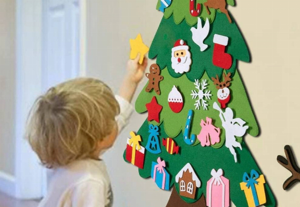 DIY Felt Christmas Tree Set with 30 Ornaments