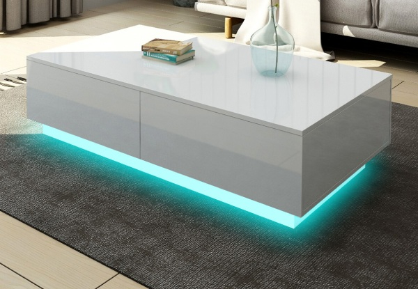 Four-Drawer High Gloss LED Coffee Table - Two Colours Available