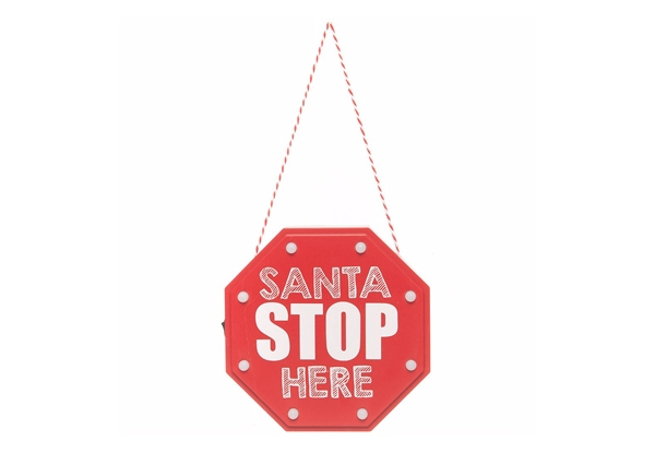 LED Santa Stop Here Sign - Option for Two
