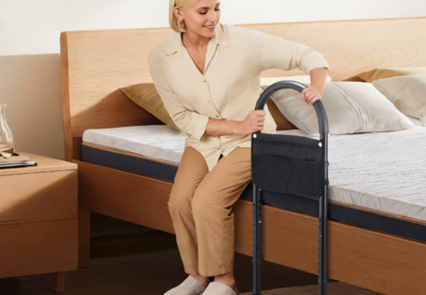 Adjustable Height Bed Safety Rail with Strap Bag