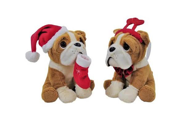 Santa Plush Bull Dog - Two Options Available