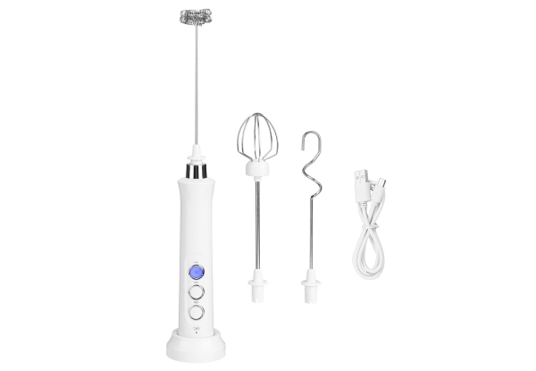 Three-In-One Portable Rechargeable Electric Milk Frother - Available in Two Colours