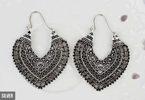 Antique-Look Hoop Earrings - Two Colours Available with Free Delivery