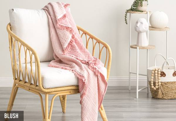Renee Taylor Dreamy Vintage Washed Yarn Dyed Textured Cotton Throw - Four Colours Available