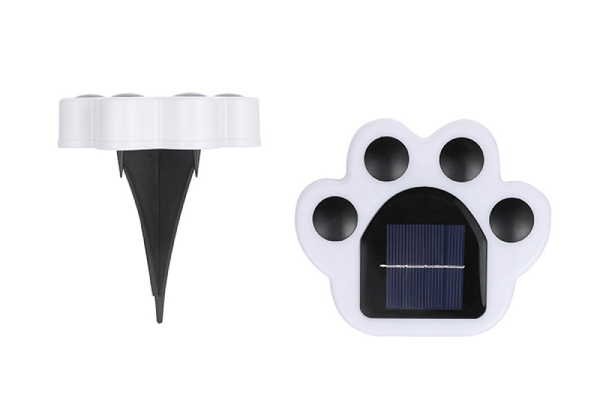 Four-Pack Solar Paw Print Garden Lights - Two Colours Available & Option for Eight-Pack