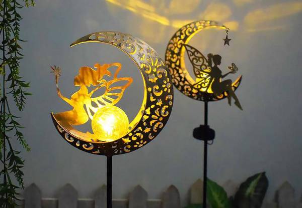 Iron Solar Garden Fairy Figurine Light Stake - Two Styles Available