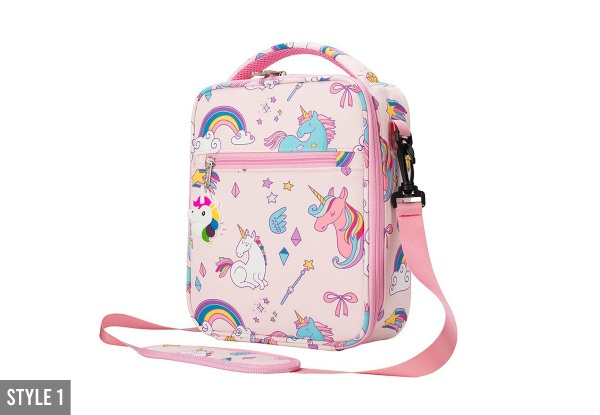 Kids Portable Insulated Lunch Bag with Adjustable Strap - Six Styles Available