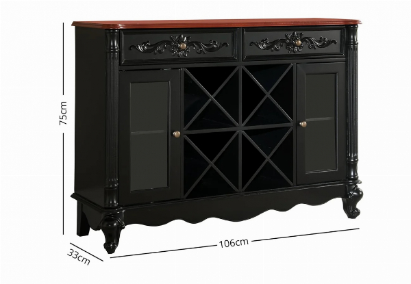 Buffet Server Table with Wine Rack