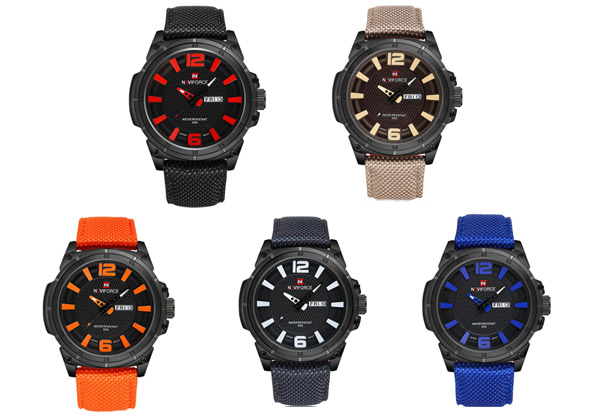 Nylon Leather Quartz Wristwatch - Available in Five Colours
