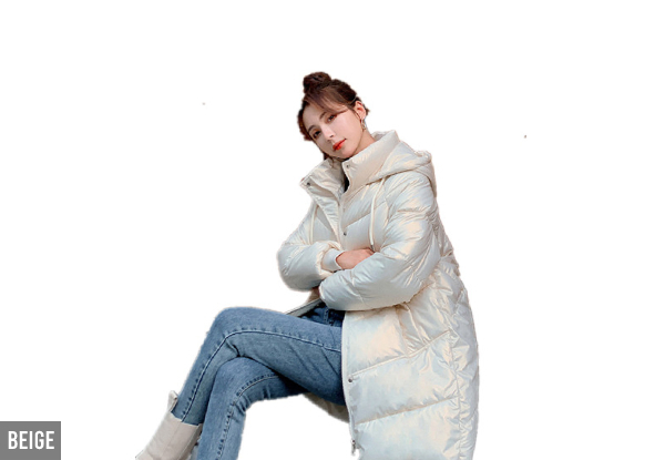 Women's Winter Long-Hooded Padded Coat - Available in Five Colours & Three Sizes