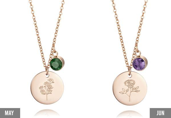Birth Month Flower Pendant Necklace - 12 Options Available